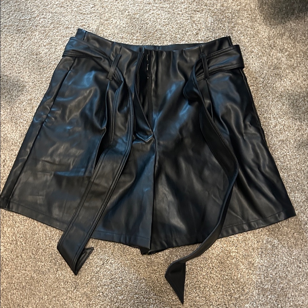 Entro Black Faux Leather Shorts. NEW WITH TAGS